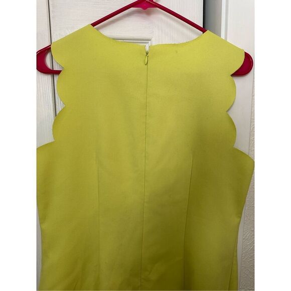 J. Crew Women's Scalloped Sleeveless Shift Dress Neon Yellow Size 8 - Picture 4 of 9